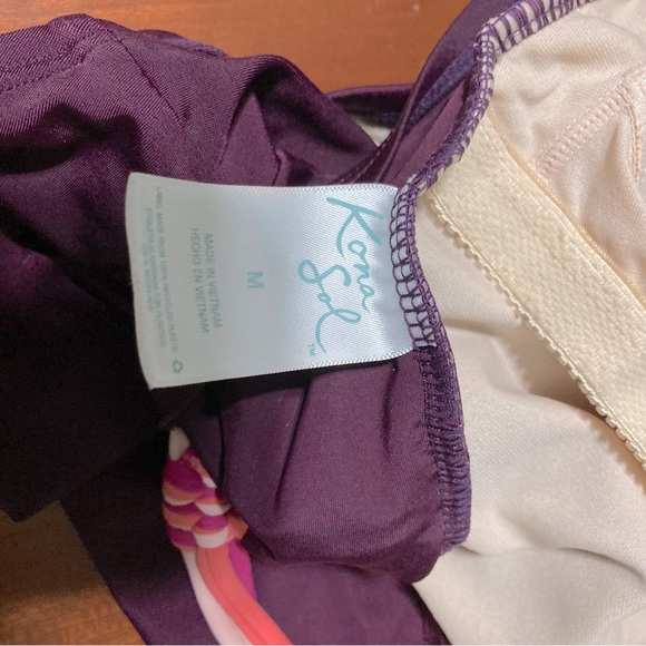 KONA SOL Macrame Straps High Coverage One Piece Swimsuit AFK71 Burgundy Medium - Picture 12 of 15